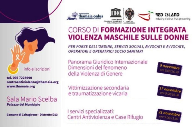 Corso di formazione integrata su violenza maschile sulle donne: tre appuntamenti (9, 17 e 21 novembre) per forze dell’ordine, servizi sociali, avvocati e operatori socio-sanitari